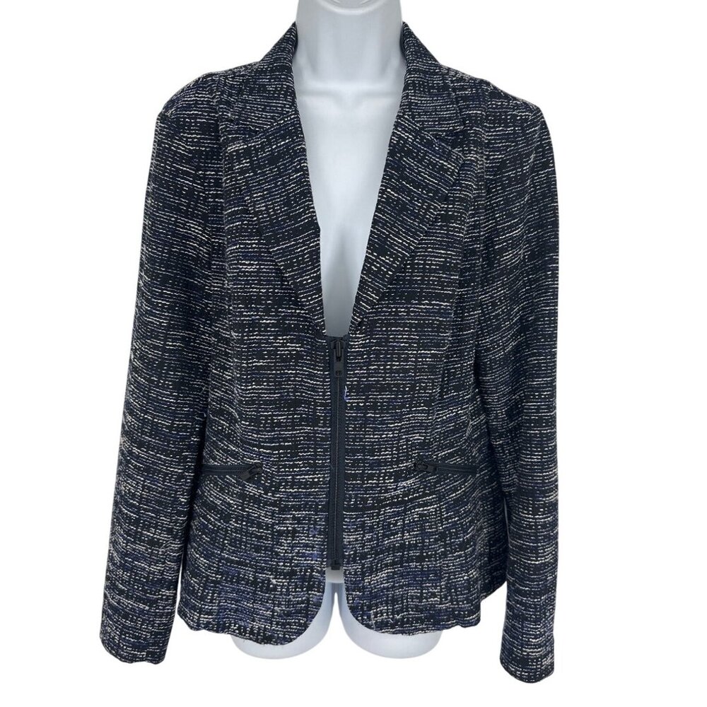 CABI Midnight Mingle Textured Zip Blazer Jacket #723 Size 12